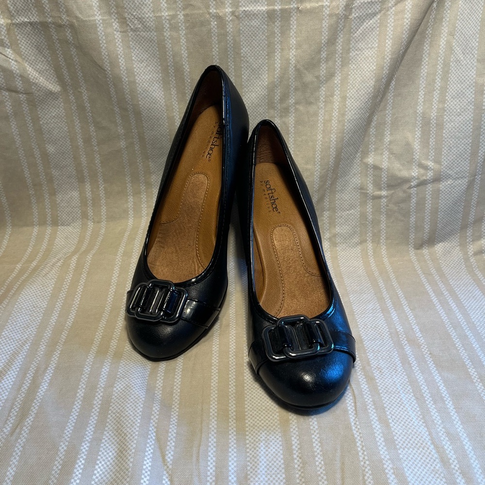 Stylish Black Heels with Buckle by Clarks